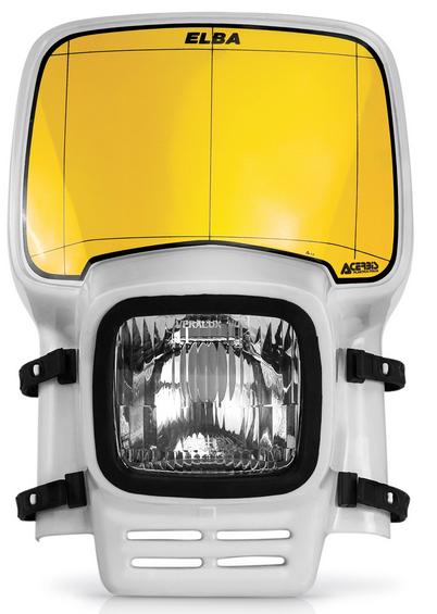 Lichtmaske Elba Klassik Lampenmaske headlight Enduro passt an Maico Mz wei-gelb