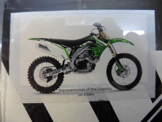 Dekorsatz Aufkleber Sticker Sitzbezug passt an Kawasaki Kxf Kx450f 09-11 sw-grn