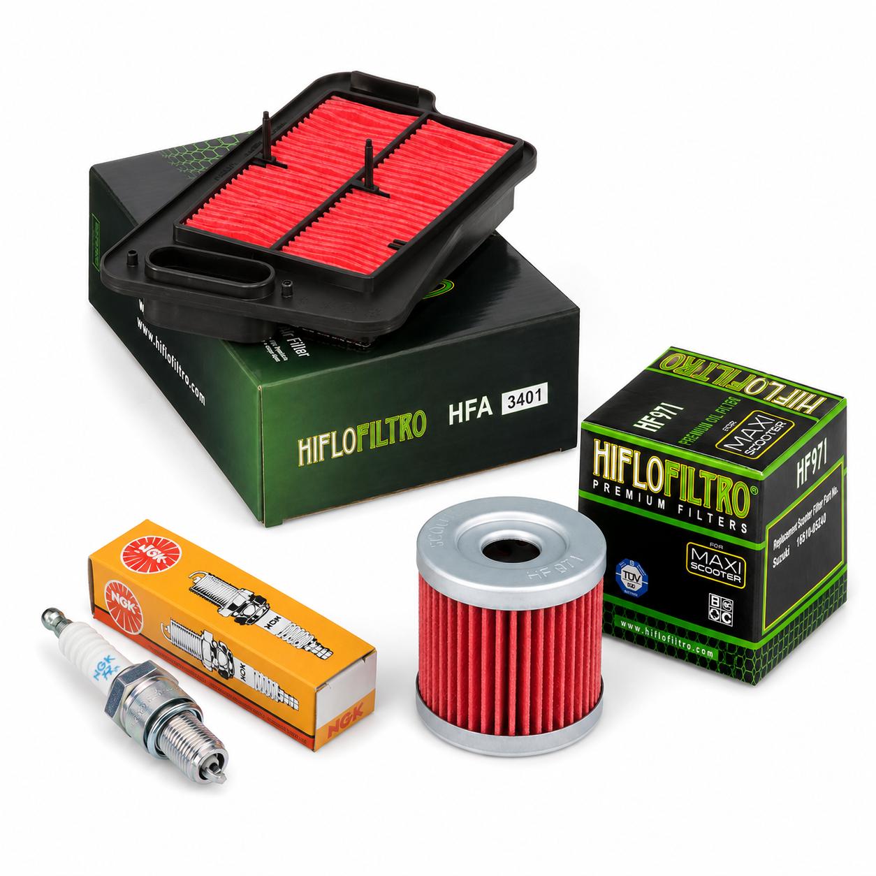 Wartungssatz �lfilterset Z�ndkerze spark splug passt an Suzuki An 400 Burgman