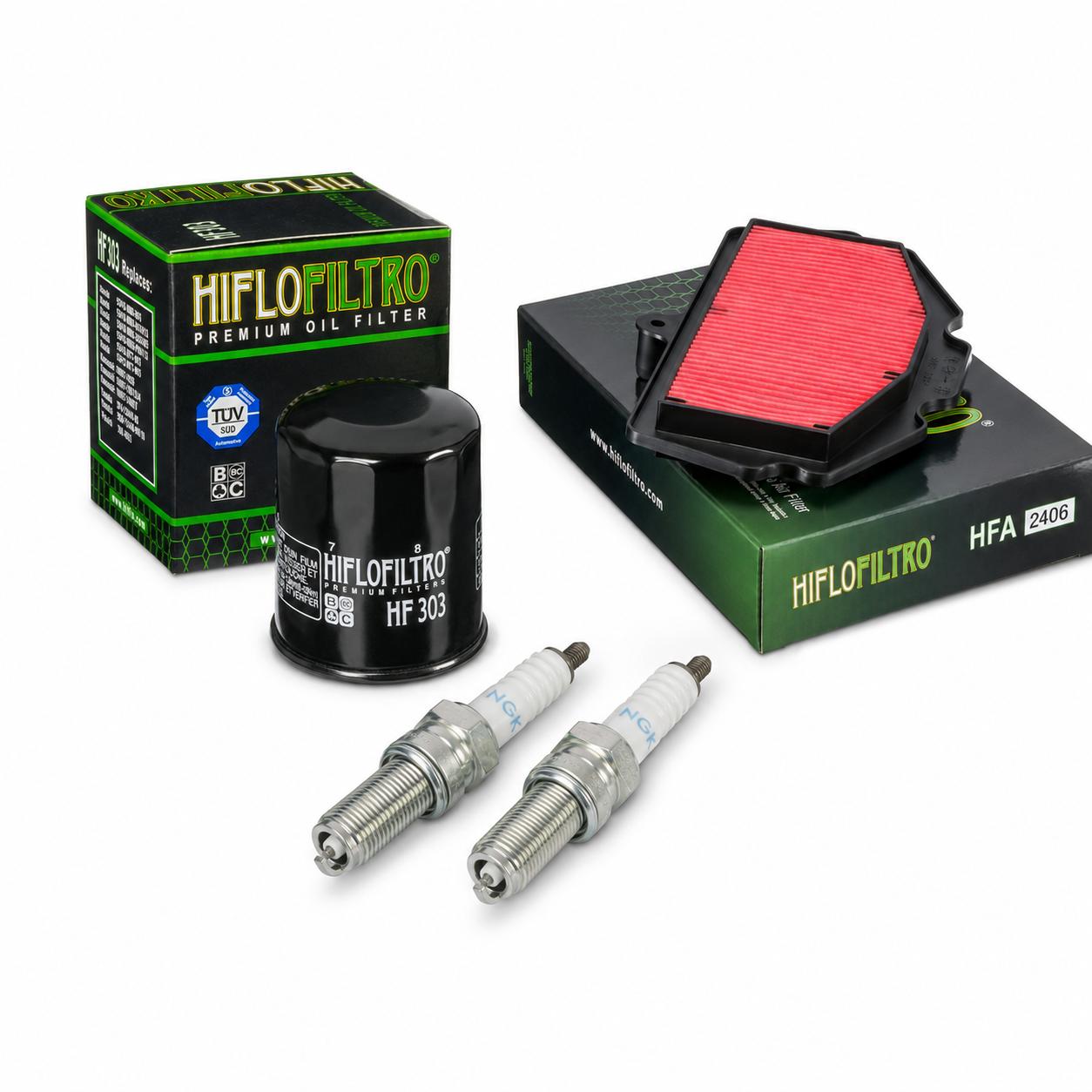 Wartungssatz �lfilterset Z�ndkerzen spark splug passt an Kawasaki Ninja 400 G Z