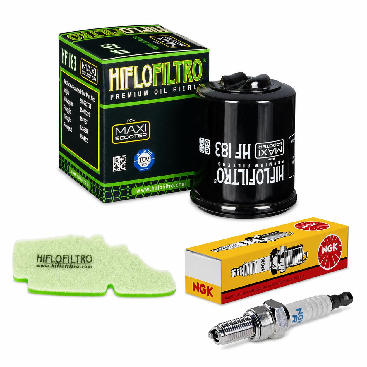 Wartungssatz �lfilterset Z�ndkerze spark splug passt an Piaggio Fly 125 05-14